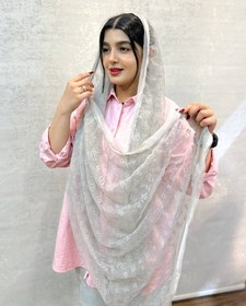 تصویر شال حریر طرح مارک lv - سبز زیتونی 