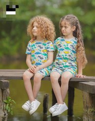 تصویر تیشرت شلوارک بچگانه تمام چاپ دایناسور 