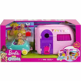 تصویر اسباب بازی دختر کوچک متل آمریکا Dress Up Doll Barbie Chelsea Camper Playset with Doll 