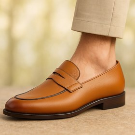 تصویر کالج چرم مردانه - عسلی / 41 