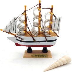 تصویر کشتی چوبی بادبان سفید قرمز 10سانتی مترکد 720022 