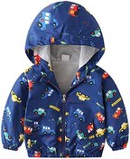 تصویر Toddler Baby Boys Girls Hooded Jacket Windbreaker Lightweight Dinosaur Print Coat Autumn Long Sleeve Windproof Outwear 