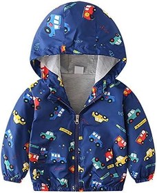 تصویر Toddler Baby Boys Girls Hooded Jacket Windbreaker Lightweight Dinosaur Print Coat Autumn Long Sleeve Windproof Outwear 