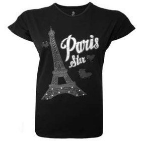 تصویر تی شرت آستین کوتاه زنانه طرح PARIS کد tm-447 رنگ مشکی 