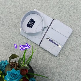 تصویر پیراهن ساده تک رنگ پارچه دوشین مردانه قواره کلاسیک _ استین بلند 