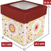 تصویر جعبه کیک مینی پنجره‌دار 18*18 طرح خورشید(یلدا) 
