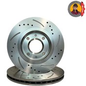 تصویر دیسک ترمز جلو سوراخدار شیاردار آسمکو مناسب پژو ۴۰۵ و پژو پارس 