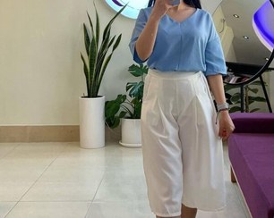 تصویر ست شومیز و شلوار دامنی کد 076 