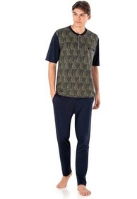 تصویر ست پیژامه سبز مردانه لباس خواب 3 تیکه 6022 Pierre Cardin 