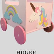 تصویر باکس چوبی اسباب بازی طرح تک شاخ 