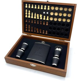 تصویر ست قمقمه جیبی و جعبه تخته نرد چرم مدل جانی واکر 270cc کد s560516 