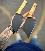 تصویر ساطور طبیعت گردی فولادی صربستانی بسیار تیز با غلاف 