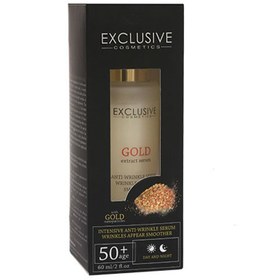 تصویر سرم روز و شب ضد چروک اکسکلوسیو مدل GOLD حاوی ذرات طلا مناسب افراد بالای 50 سال حجم 60 میل 