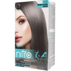 تصویر کیت رنگ مو نیترو پلاس رنگ بلوند دودی متوسط شماره 7/2 Nitro Plus Hair & Eyebrow Color Kit 100ml NO 7/2