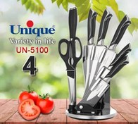 تصویر سرویس چاقو آشپزخانه یونیک مدل UN5100 ۸ پارچه استیل ضد زنگ 