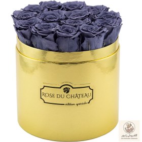 تصویر Grey Eternal Roses in Golden Box | کد: ZNB-1J3Y 
