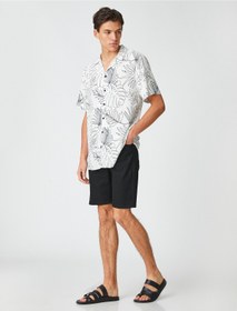 تصویر Basic Kot Şort Cepli Düğmeli Pamuklu 