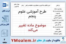 تصویر طرح آموزشی علوم تجربی پنجم ابتدایی (درس دوم) 