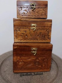 تصویر صندوقچه های منبت کاری چوبی، کاردست - سایز 