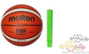 تصویر توپ بسکتبال مولتن مدل GF6X به همراه تلمبه 