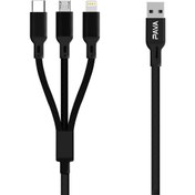 تصویر کابل تبدیل USB به MicroUSB / USB-C / لایتنینگ پاواریال مدل DC-03 طول 1.2 متر 