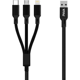 تصویر کابل تبدیل USB به MicroUSB / USB-C / لایتنینگ پاواریال مدل DC-03 طول 1.2 متر 