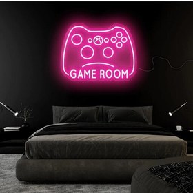 تصویر تابلو نئون طرح Game Room دسته بازی رنگ و سایز اختیاری 