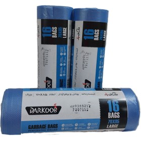 تصویر کیسه زباله رولی بزرگ آبی دارکوب ۱۶ عددی 