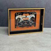 تصویر سینی طرح هرمس نارنجی مشکی 