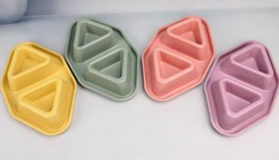 تصویر ظرف غذای مثلثی دو قلو - سبزسدری روشن 