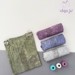 تصویر تیشرت قواره دار سرشانه پاپیون - ابی 