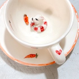 تصویر چای خوری برجسته با طرح خرگوش 