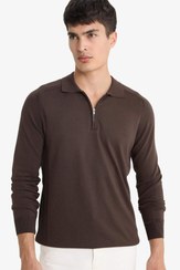 تصویر بافت و پلیور مردانه قهوه ای دفکتو | D0621AX24AU Defacto 