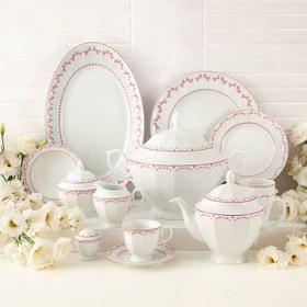 تصویر سرویس چینی زرین 12 نفره کامل فرانسیس صورتی (103 پارچه) Zarin Iran Neo-Classic Francis-Pink 103 Pieces FDC Dinnerware Set