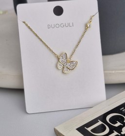 تصویر گردنبند ظریف پروانه نگینی 