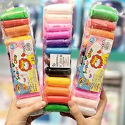 تصویر خمیر کلی 12 رنگ همراه با ابزار - خمیر مجسمه سازی - خمیر clay - خمیر 12 رنگ - خمیر سبک 