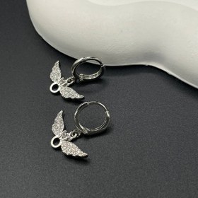 تصویر گوشواره بال نقره‌ای 