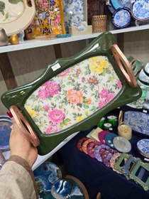 تصویر سینی رزین دسته طلایی - س 