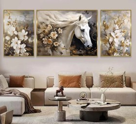 تصویر تابلو بوم دکوری سه تیکه مدرن کد ۱۵۵۵ سایز ۱۲۰×۹۰ و ۹۰×۶۰ 