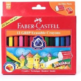 تصویر مداد شمعي فابر کاستل مدل گريپ ايريزبل - بسته 12 رنگ ا Faber-Castell Grip Erasable 12 Color Crayon Faber-Castell Grip Erasable 12 Color Crayon