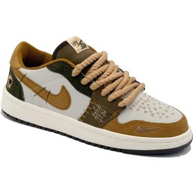 تصویر کتانی نایکی وودو زنانه کد ۵۴۶۷ چرم رنگ کرم قهوه ای 