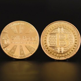 تصویر سکه طلایی بیت کوین - طرح Silk Road 