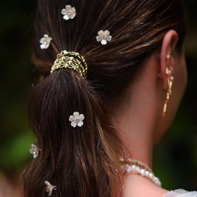 تصویر گیره قفلی شکوفه رنگی ۱۰ عددی 