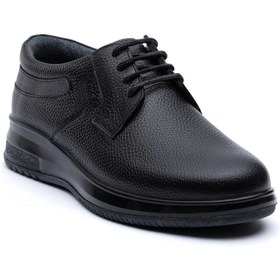 تصویر کفش چرم روزانه مردانه کارا مدل الیور بندی زیره تزریق دو رنگ 
