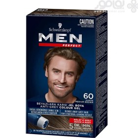 تصویر کیت رنگ موی مردانه من پرفکت Men Perfect شماره 60 رنگ قهوه ای SCHWARZKOPF MEN PERFECT 60 MEDIUM BROWN