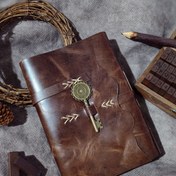 تصویر دفتر چرمی ۱۹ در ۱۴ با ۱۰۰ برگ کاغذ 