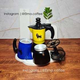 تصویر موکاکرم موکاپات پمپی ۳کاپ رنگی - نقره‌ای Coffee maker