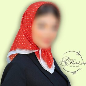 تصویر مینی اسکارف بی بی (بیبی ) اسکارف خال خالی رنگی نارنجی قرمز سفید آبی سبز 