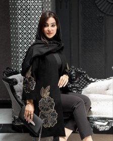 تصویر مانتو مجلسی زنانه مدل نازگل سایز ۳۶ تا ۵۶ با پارچه شانتون 