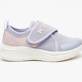 تصویر کفش ورزشی بافت‌دار دخترانه با قفل چسبی برند kappa Girls Logo Textured Sports Shoes with Hook and Loop Closure